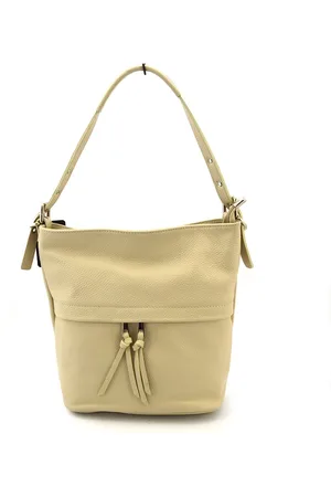 Vera Pelle Skórzana damska shopperbag na ramię z frędzlami