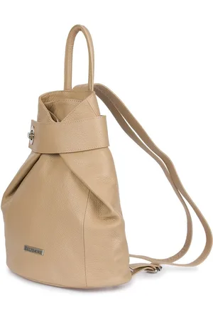 Beltimore Skórzany plecak damski elegancki z zapięciem beżowy T54