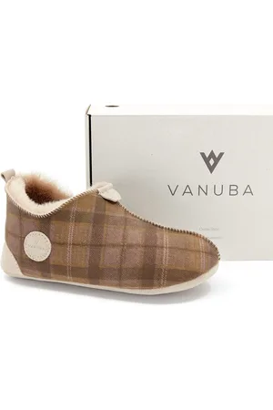 Vanuba Kapcie damskie OXFORD Tartan beżowe