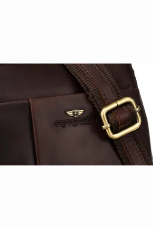 Peterson Skórzana torba męska crossbody w brązowym kolorze