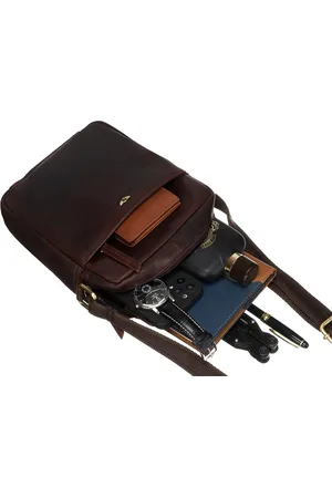 Peterson Męska torba crossbody ze skóry naturalnej z kieszeniami