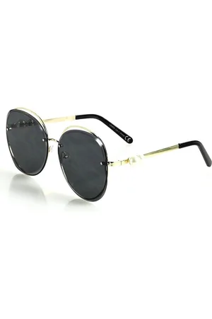 LOOKS STYLE Okulary przeciwsłoneczne luksusowe z perłami MAZZINI AVIATOR NEW czarny