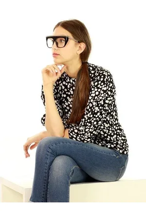 LOOKS STYLE Masywne okulary zerówki MAZZINI NERD GLASSES czarne - złoto