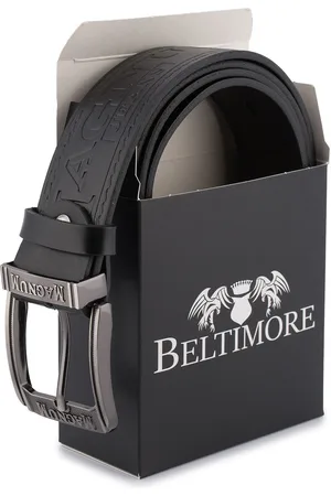 Beltimore Pasek męski skórzany premium szeroki 4cm klasyczny czarny Jeans E04 : Kolory - czarny, Rozmiar pasków - r.85-100 cm