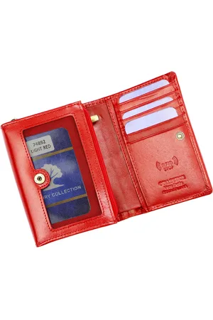 LUXURY Mały damski portfel skórzany zgrabny z RFID