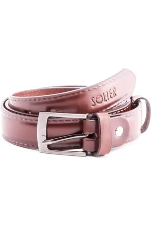 Solier Elegancki skórzany pasek męski SOLIER SB09 Ciemny Brąz