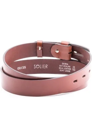 Solier Elegancki skórzany pasek męski SOLIER SB11 Ciemny brąz