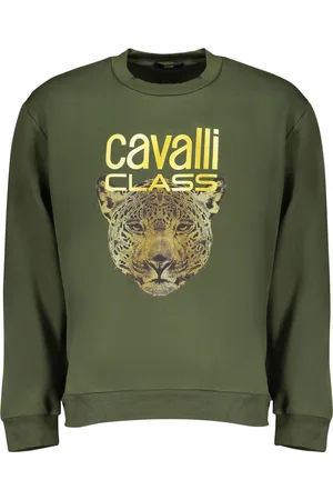 Roberto Cavalli ZIELONA BLUZA MĘSKA BEZ ZAMKA, KLASY CAVALLI