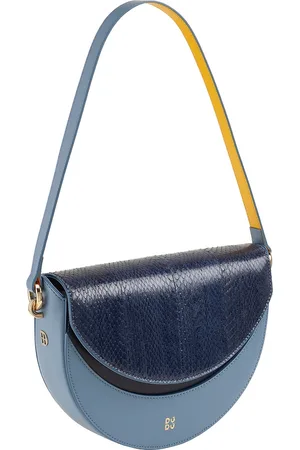 Dudu Half Moon Crossbody Bag dla kobiet, skórzana torebka na ramię, wyprodukowana we Włoszech, sztywny kształt, klapa i podwójny pasek, zapięcie magnetyczne