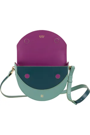 Dudu Half Moon Crossbody Bag dla kobiet, skórzana torebka na ramię, wyprodukowana we Włoszech, sztywny kształt, klapa i podwójny pasek, zapięcie magnetyczne