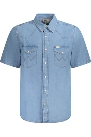 Wrangler KOSZULA Z KRÓTKIM RĘKAWEM MĘSKA NIEBIESKA