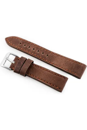 Pacific Pasek skórzany do zegarka W48 - PREMIUM - ciemnobrązowy II - 24mm