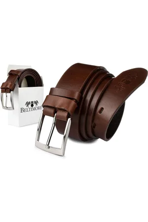 Beltimore Skórzany pasek męski brązowy premium E08 : Kolory - brązowy, beżowy, Rozmiar pasków - r.120-135 cm