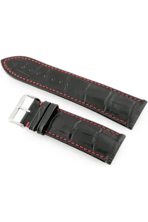 Pacific Pasek skórzany do zegarka W64 czarny/czerwony 24mm