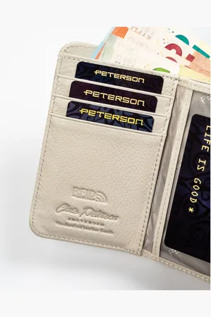 Peterson Elegancki, średni portfel damski ze skóry naturalnej wyposażony w system RFID ze wzorem skóry węża
