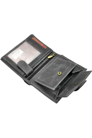 WILD Zapinany pojemny Skórzany męski portfel RFID