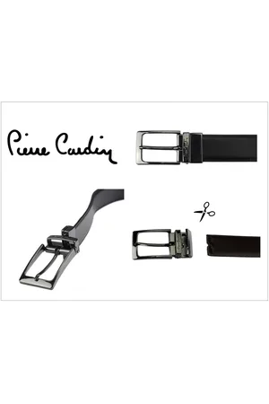 Pierre Cardin Męski pasek z prawdziwej skóry FWJX5 DOUBLE BLACK-BLUE
