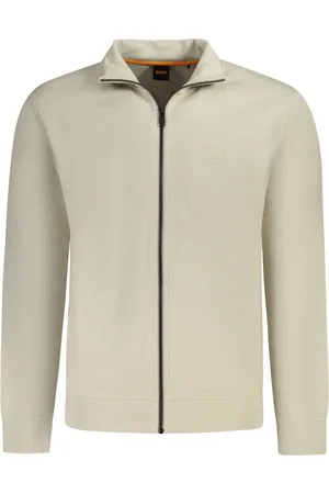 HUGO BOSS BLUZA MĘSKA Z ROZPINANYM NA ZAMEK BEŻOWA