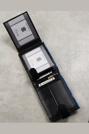 ROVICKY Zapinany Skórzany męski portfel z RFID