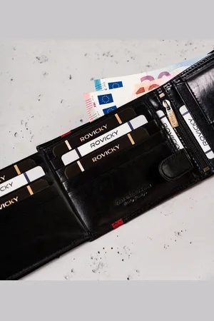 ROVICKY Zapinany Skórzany męski portfel z RFID