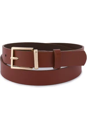 Beltimore Skórzany pasek damski do spodni sukienki brązowa skóra nat 2,5 cm O10 : Kolory - brązowy, beżowy, Rozmiar pasków - r.80-95 cm