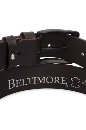 Beltimore Skórzany pasek męski skóra naturalna licowa brązowy premium E18 : Kolory - brązowy, beżowy, Rozmiar pasków - r.85-100 cm