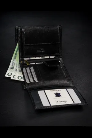 ROVICKY Skórzany pionowy duży portfel z RFID od