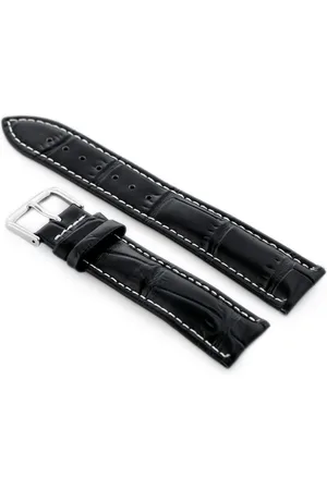 Pacific Pasek skórzany do zegarka W102L czarny/biały - 22mm