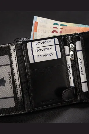ROVICKY Skórzany pojemny uniwersalny portfel RFID