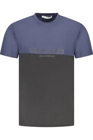 Trussardi MĘSKA KOSZULKA Z KRÓTKIM RĘKAWEM NIEBIESKA