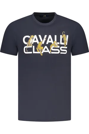 Roberto Cavalli KOSZULKA Z KRÓTKIM RĘKAWEM MĘSKA NIEBIESKA
