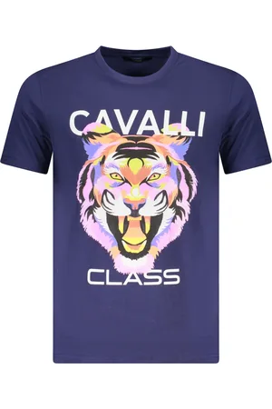 Roberto Cavalli KOSZULKA Z KRÓTKIM RĘKAWEM MĘSKA NIEBIESKA