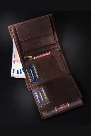 Peterson Pionowy, skórzany portfel męski z wewnętrzną kieszonką —