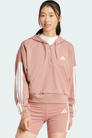 adidas Bluza z kapturem Essentials 3-Stripes French Terry Quarter-Zip