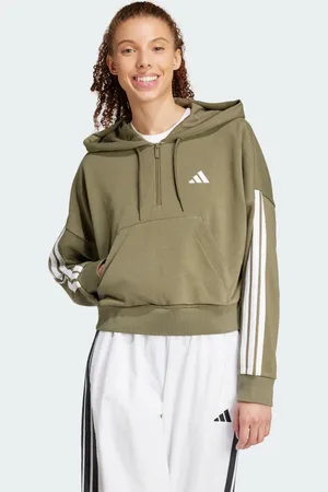 adidas Bluza z kapturem Essentials 3-Stripes French Terry Quarter-Zip