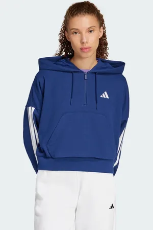 adidas Bluza z kapturem Essentials 3-Stripes French Terry Quarter-Zip