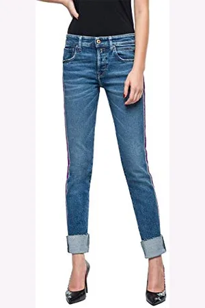 Replay Heter Jeans Boyfriend, niebieskie (Medium Blue 9), 32 W / 30 L damskie, , 32W / 30L