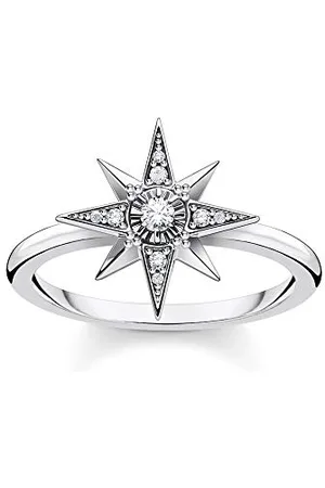 Thomas Sabo Damski pierścionek gwiazda srebro 925 srebro poczerniane TR2299-643-14, 52 cm, metal szlachetny, cyrkonia sześcienna