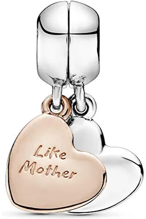 PANDORA Mutter und Tochter Herz Teilbarer Charm-Anhänger mit Sterling-Silber und 14 Karat rosévergoldete Metalllegierung aus der Moments Collection