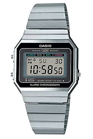Casio A700WE-1AEF Vintage Zegarek Damski, Regulowany Pasek, Srebrny/Czarny