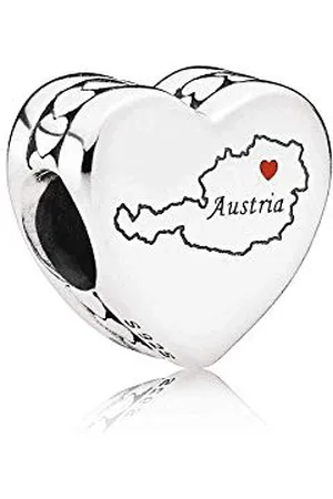 PANDORA Austria map silver charm with red enamel