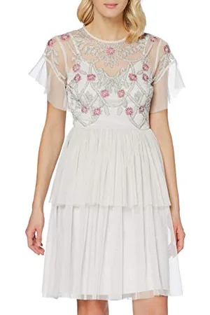 Frock and Frill Damska sukienka z ozdobną koronką Kamri do kolan formalna noc, , XS