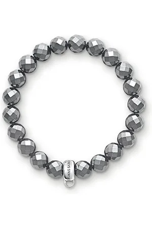 Thomas Sabo Damska Bransoletka Charm Club 925 Sterling Hematyt, Czarna -16,5 Cm