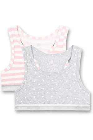 Sanetta Bustier dziewczęcy w dwupaku szary sportowy biustonosz, , 152 cm