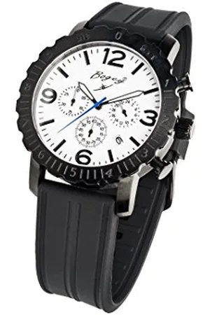 BOGEY Męski zegarek kwarcowy chronograf z gumowym paskiem BSFS006WBBK, 44 MM, pasek