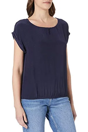 Mexx Damska bluza z krótkim rękawem z przodu, dżersej z tyłu, , S