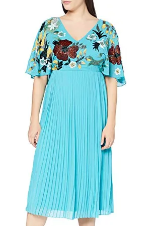 Frock and Frill Damska sukienka Midi, zdobiona plisowaną spódnicą, formalna noc, , S