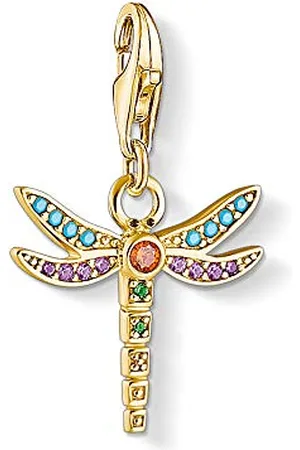 Thomas Sabo Damska zawieszka charm, ważka, srebro wysokiej próby 925, pozłacane żółtym złotem próby 750, 1758-974-7