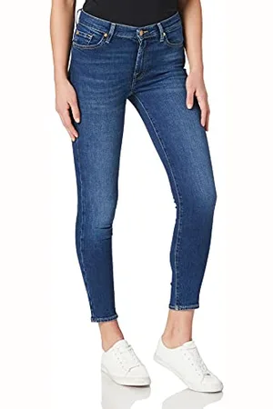7 for all Mankind Damskie dżinsy Hw Skinny Crop Mid Blue Jeans