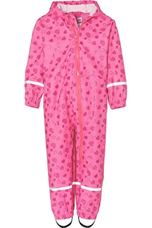 Playshoes Dziewczęce spodnie przeciwdeszczowe Regen-Total Herzchen Allover, Różowy (różowy 18), 98 cm